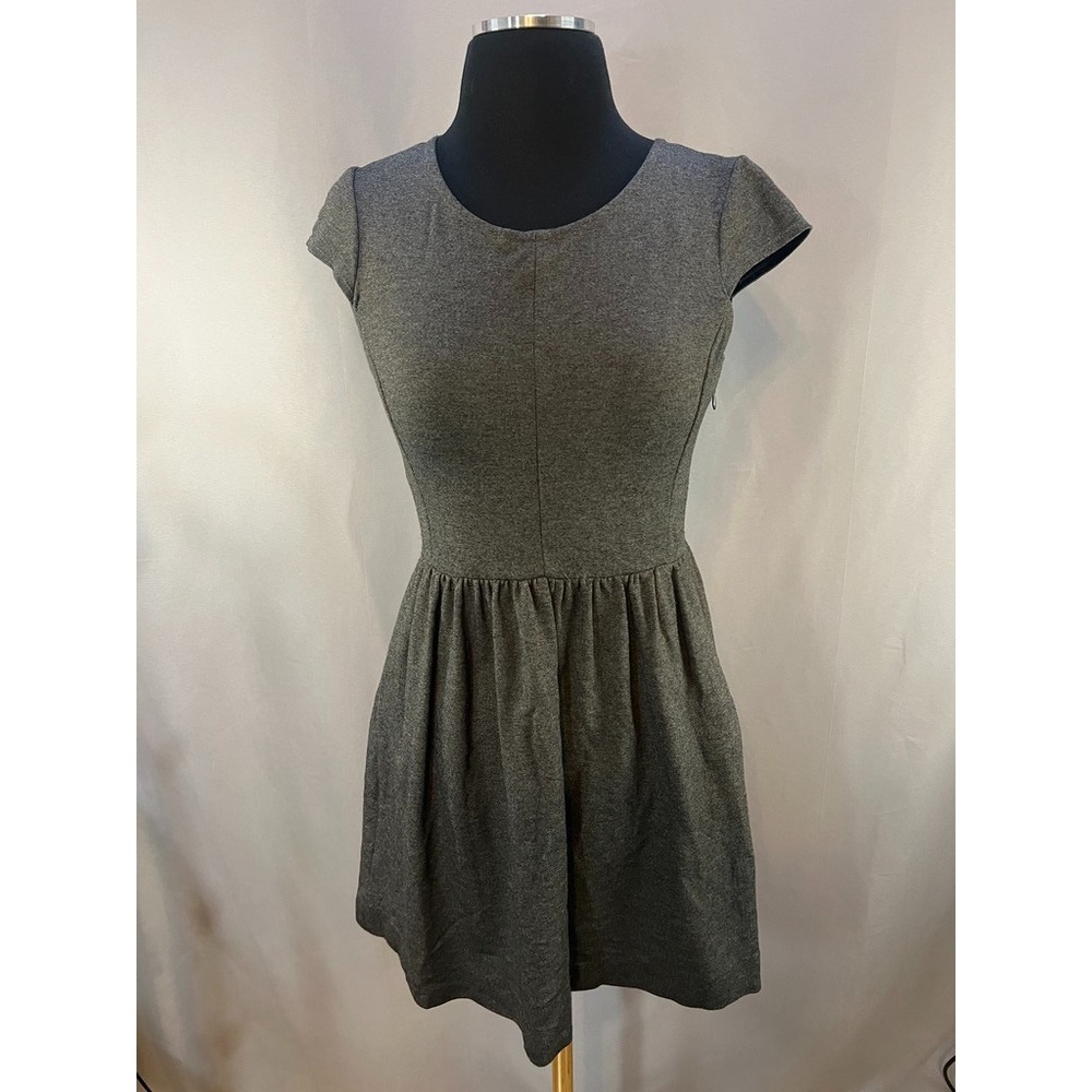 Madewell Women's XS Heather Gray Ponte Fit Flare Dress minimalist officecore